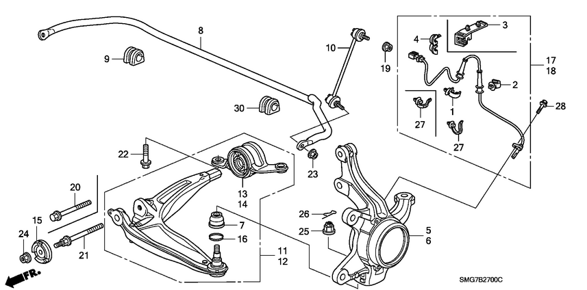 Senzor ABS roata fata Honda Civic VIII (poz.17,18)