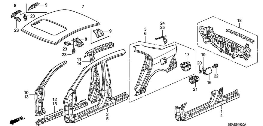 Aripa spate Honda Accord (poz.3,6)