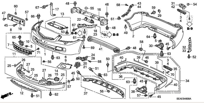 Bara spate Honda Accord VIII (poz.2) pe cod de culoare