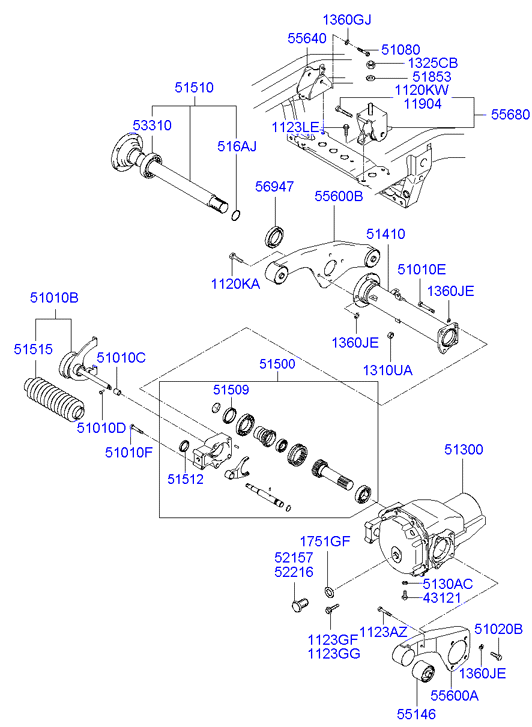 Suport diferential fata spre spate (poz.55680) Hyundai Terracan