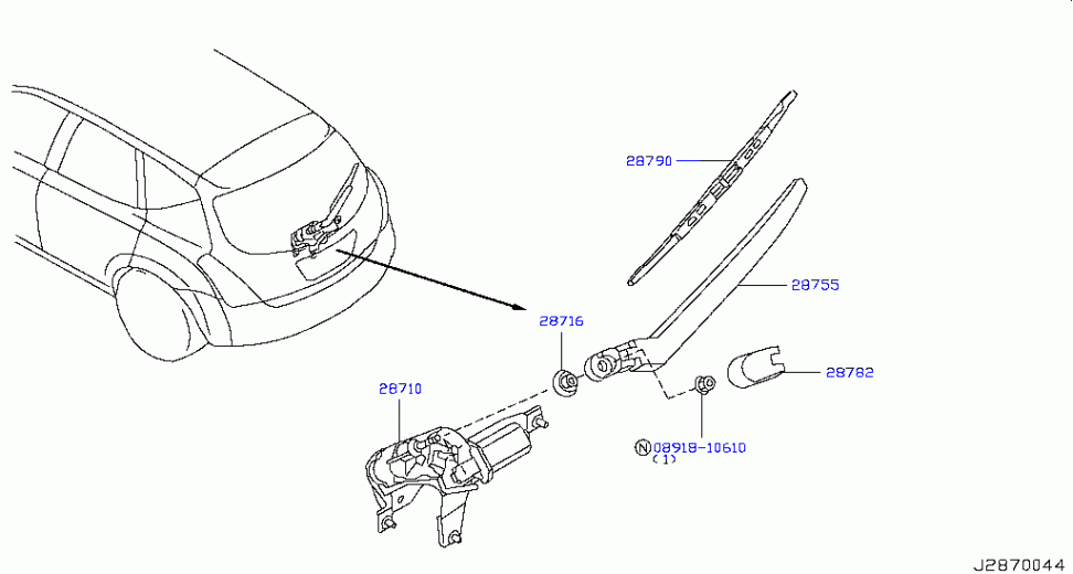 Mecanism stergator hayon spate cu motor Nissan Murano