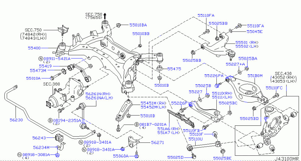 Brat intermediar punte spate Nissan Murano (poz.55451M)