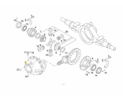 Pinion atac+roata dintata grup punte spate HY-1336 Man Lion 37/11 (poz.11)