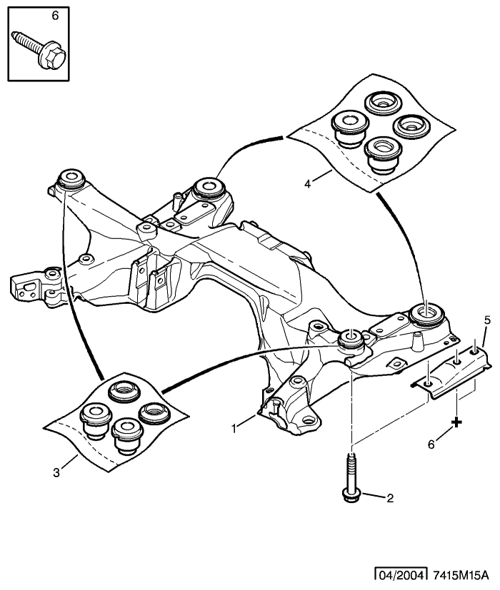 Kit bucsi cadru motor Citroen C5 II (spre spate,poz.4)