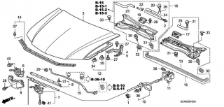 Grila sub parbriz Honda Accord VIII (poz.16,18)