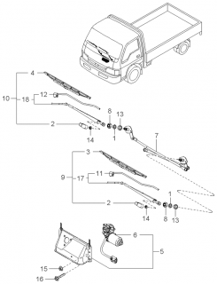 Mecanism stergator parbriz fata Kia K 2500 (poz.7)
